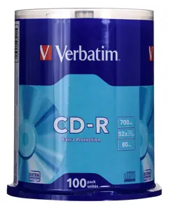 VERBATIM CD-R 80 min. / 700 MB 52x 100 vnt. vijų pakuotė "DataLife", papildomas apsauginis paviršius