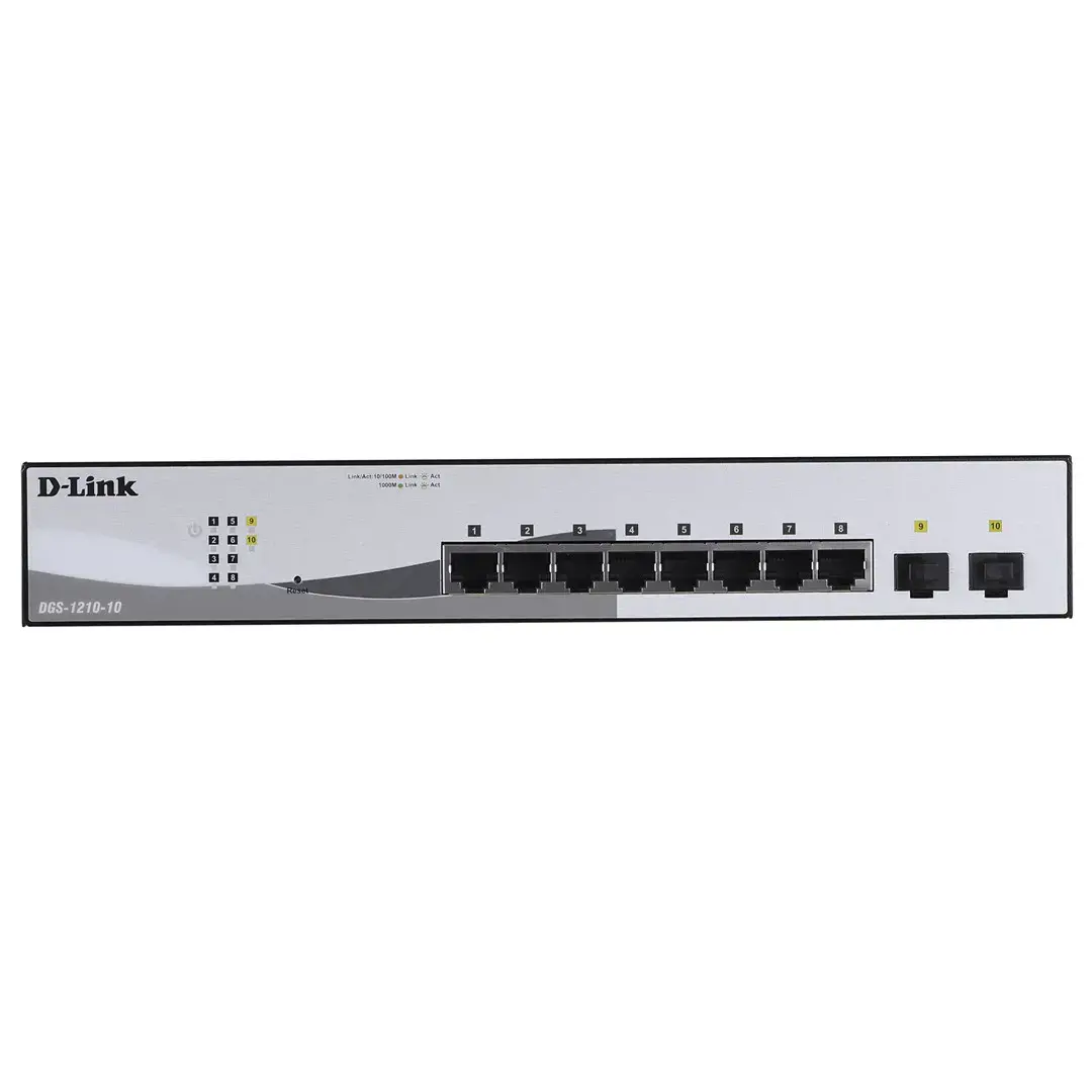 D-Link DGS-1210-10, Managed, L2, Gigabit Ethernet (10/100/1000), Full duplex, Rack mounting, 1U