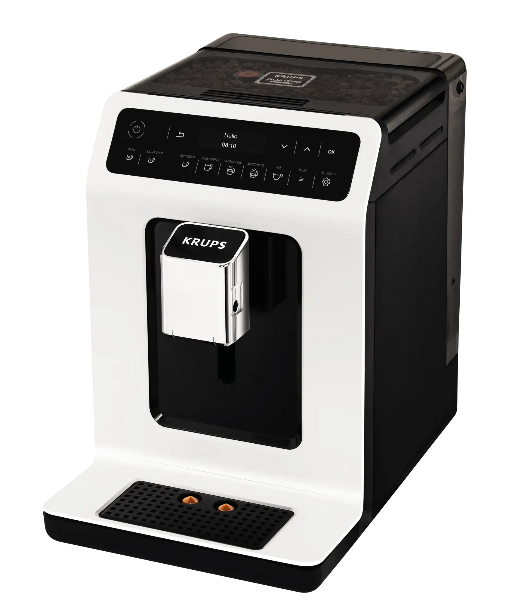 Krups Evidence EA8901, Espresso machine, 2.3 L, Coffee beans, Built-in grinder, 1450 W, White