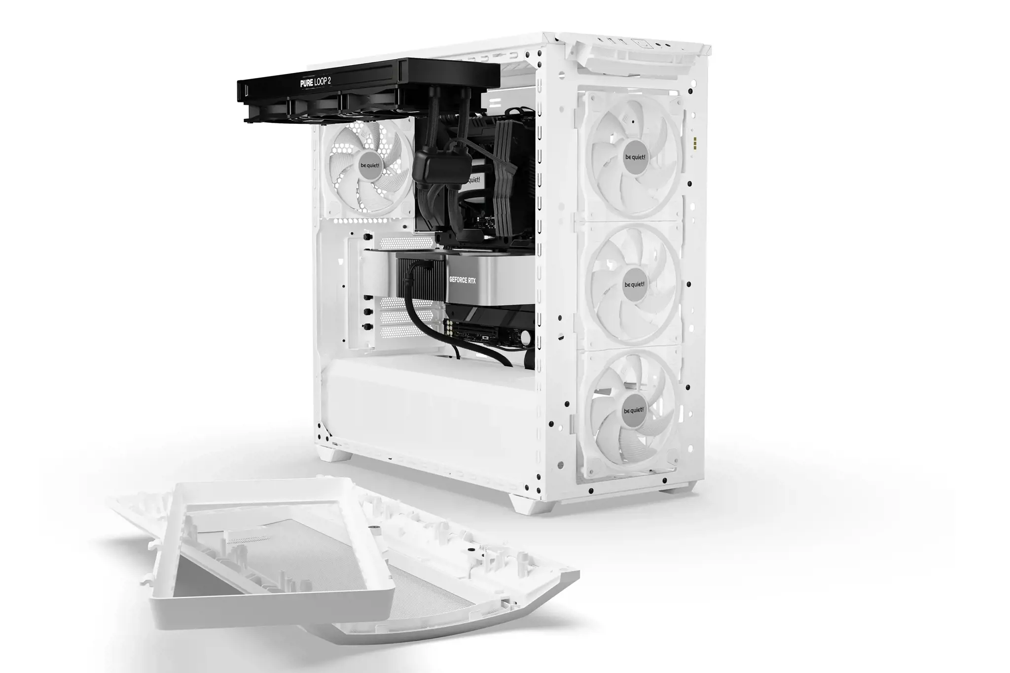 Būkite tylūs! Shadow Base 800 FX White, Midi Tower, Kompiuteris, Balta, ATX, EATX, micro ATX, Mini-ITX, Akrilonitrilo butadieno stirenas (ABS), Plienas, Grūdintas stiklas, Multi