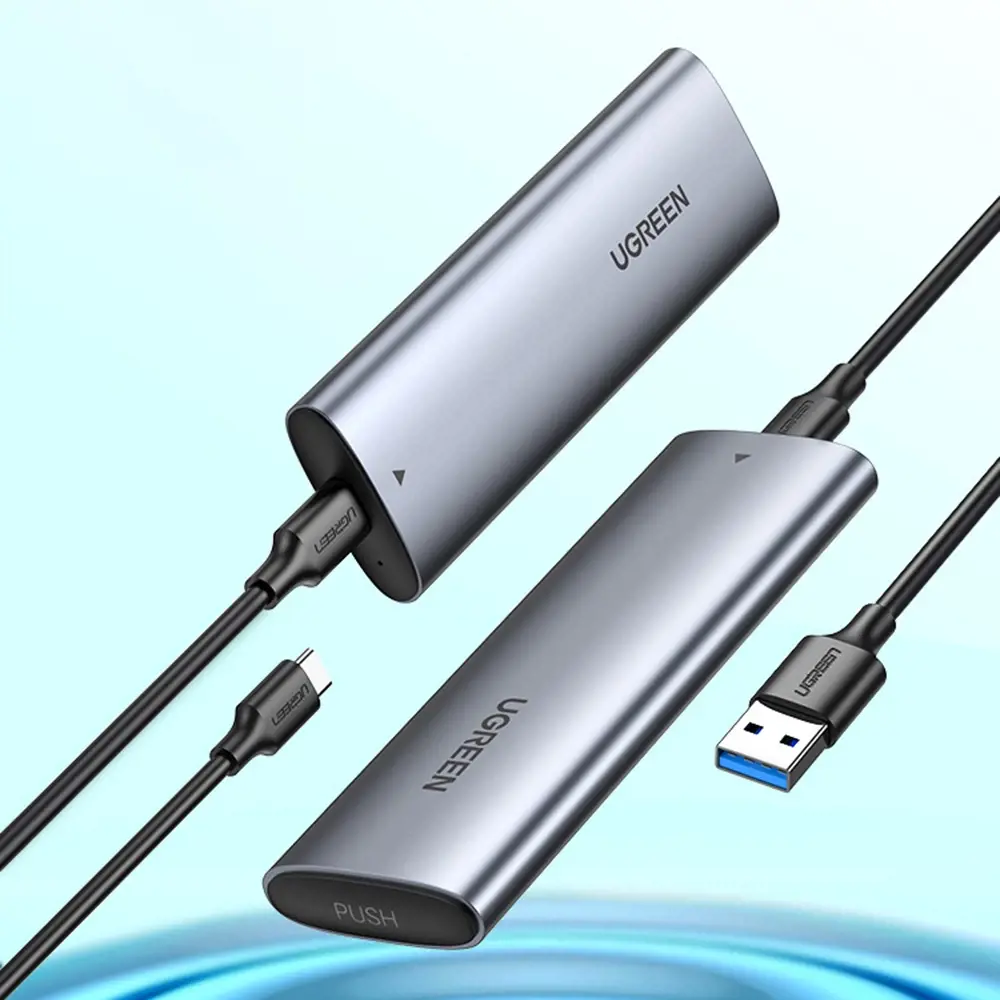 Ugreen 10903, SSD korpusas, M.2, Serial ATA III, 5 Gb/s, USB jungtis, juoda, pilka