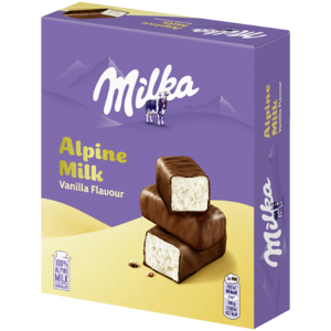 Saldainiai  MILKA MAM su puriu vanilės skonio įdaru iš Alpių pieno, 330 g