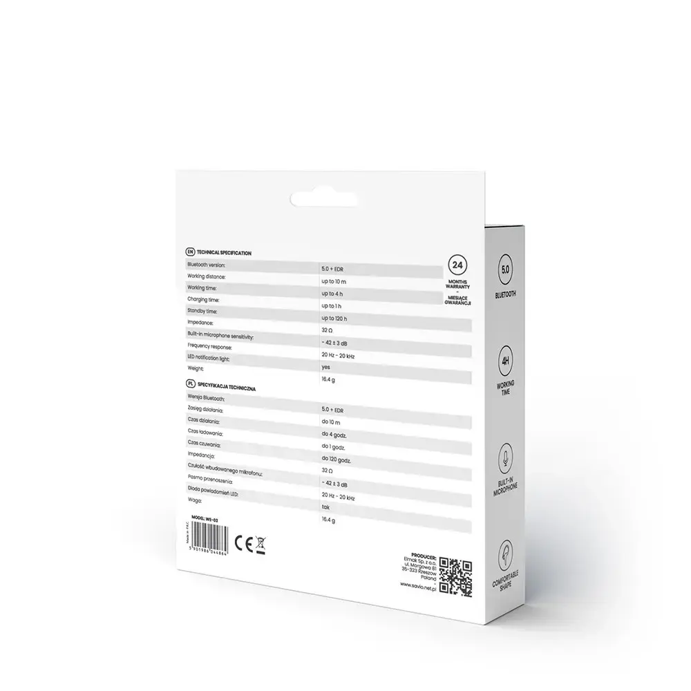 "Savio WE-03" belaidės "Bluetooth" ausinės