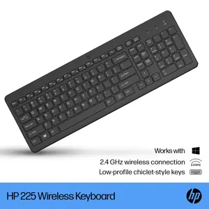 HP 225 Wireless Keyboard, spill resistant - Black - US ENG
