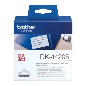 Brother balta nuimama popierinė juosta, juoda ant balto, DK, balta, tiesioginio terminio spausdinimo, Brother, Brother QL1050, QL1060N, QL500, QL500A, QL550, QL560, QL560VP, QL570, QL580N, QL650TD, QL700,...