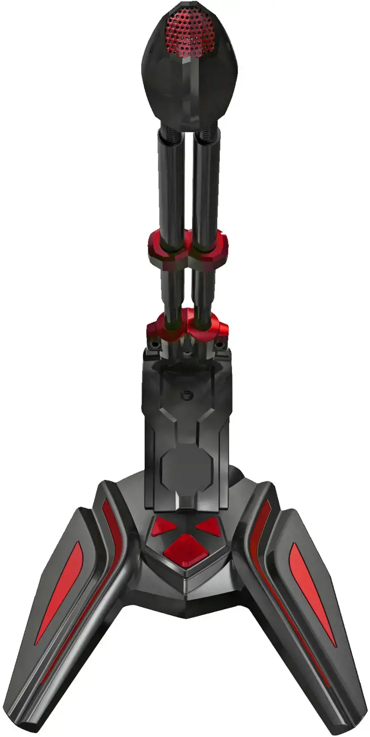 "Varr Gaming" 3,5 mm mikrofonas su stovu, reguliuojamas 180° kampu, valdymo skydelis (įjungimas / išjungimas, garsumas ir apšvietimas), mikrofono jautrumas -58±2 dB ir visakryptis, 3,5 mm jungtis, juoda / raudona, 1,5 m kabelis, mikrofonas ant stalo, -58 dB, 100 - 10000 Hz, 2200 Ω, 50 dB, visakryptis