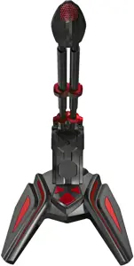 "Varr Gaming" 3,5 mm mikrofonas su stovu, reguliuojamas 180° kampu, valdymo skydelis (įjungimas / išjungimas, garsumas ir apšvietimas), mikrofono jautrumas -58±2 dB ir visakryptis, 3,5 mm jungtis, juoda / raudona, 1,5 m kabelis, mikrofonas ant stalo, -58 dB, 100 - 10000 Hz, 2200 Ω, 50 dB, visakryptis