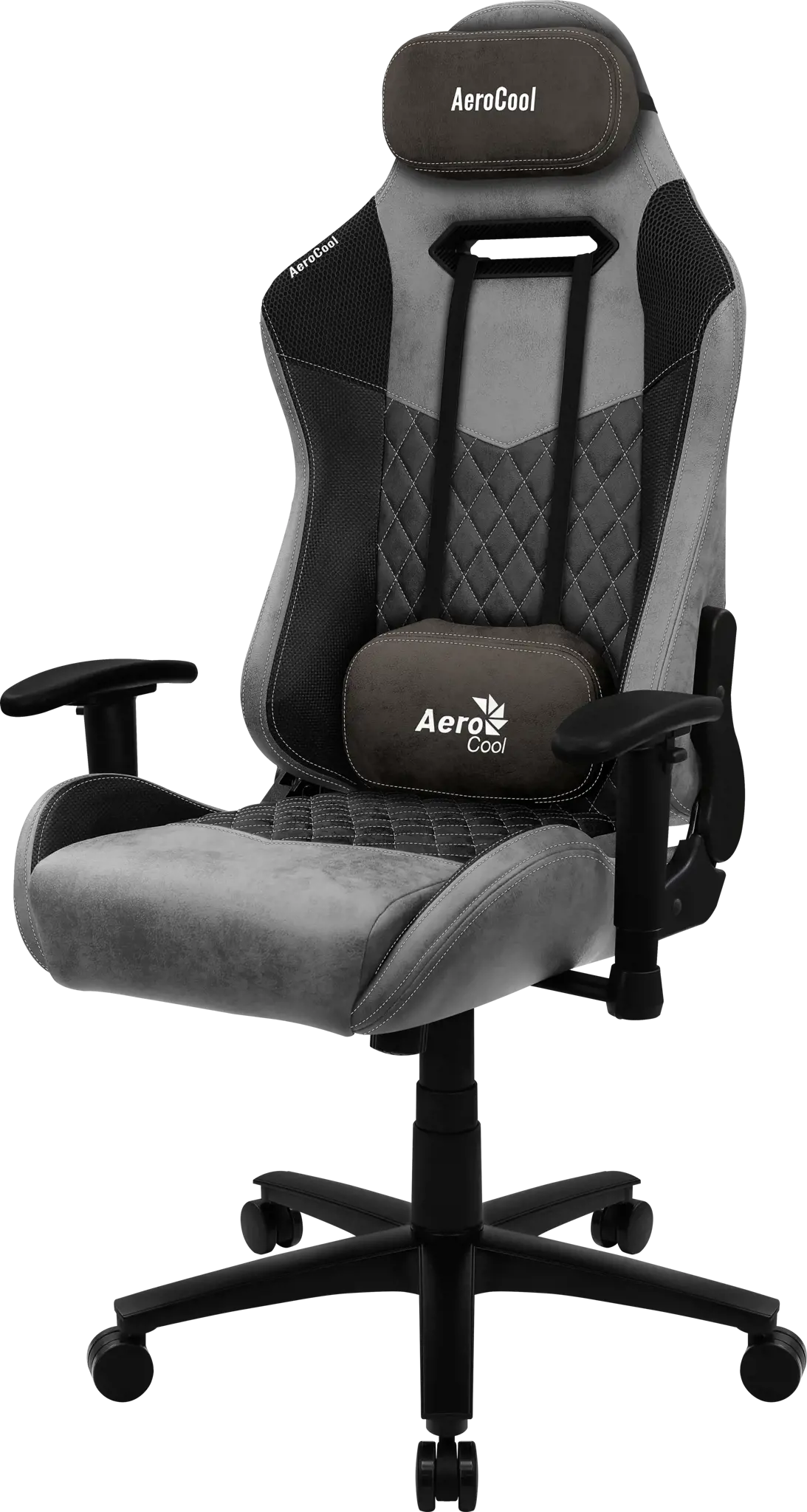 Aerocool DUKE AeroSuede, universali žaidimų kėdė, 150 kg, 125 kg, nailonas, plienas, juoda, pilka