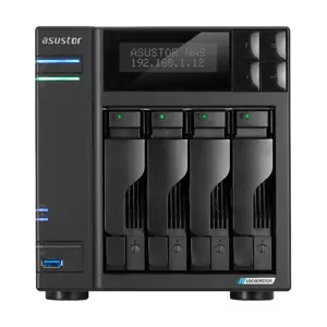 Asus Tower NAS AS6704T N5105, procesoriaus dažnis 2 GHz, 4 GB, DDR4, 4xM.2 NVMe lizdai, 2x 2,5GbE, 2x USB 3.2, 1x HDMI