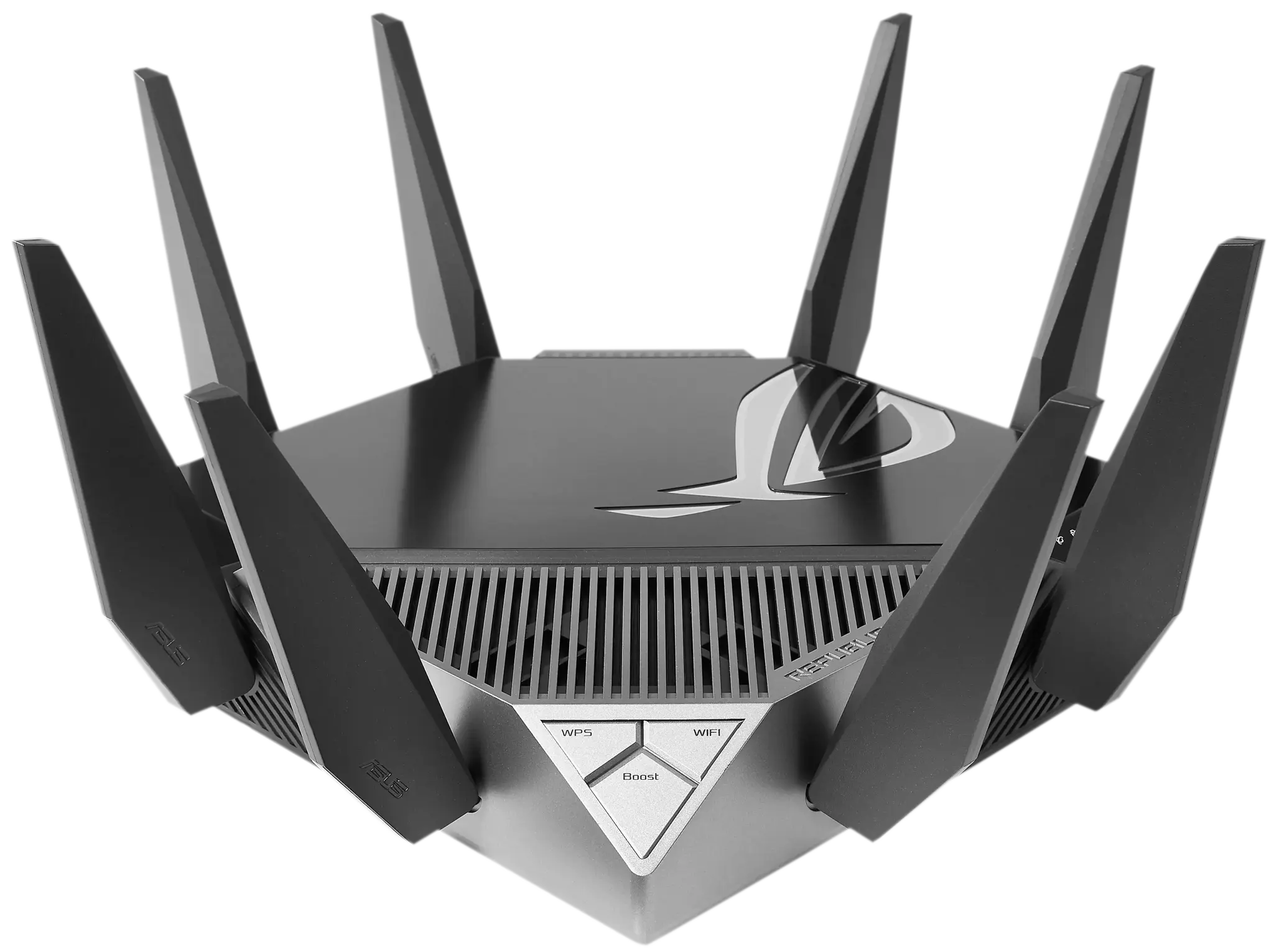 ASUS GT-AXE11000, "Wi-Fi 6" (802.11ax), trijų dažnių (2,4 GHz / 5 GHz / 6 GHz), Ethernet LAN, juodas, stalinis maršrutizatorius