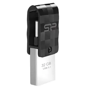 "Silicon Power Mobile C31", 32 GB, A tipo USB / C tipo USB, 3.2 Gen 1 (3.1 Gen 1), pasukamas, 3,3 g, juodas, sidabrinis