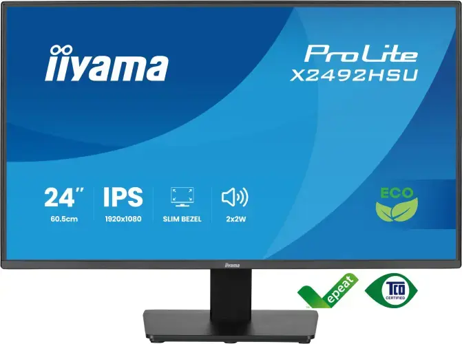 iiyama ProLite X2492HSU-B1 Monitorius 24'' IPS, FHD 1920x1080, 3 ms, 300 cd/m2, 120 Hz, Juoda