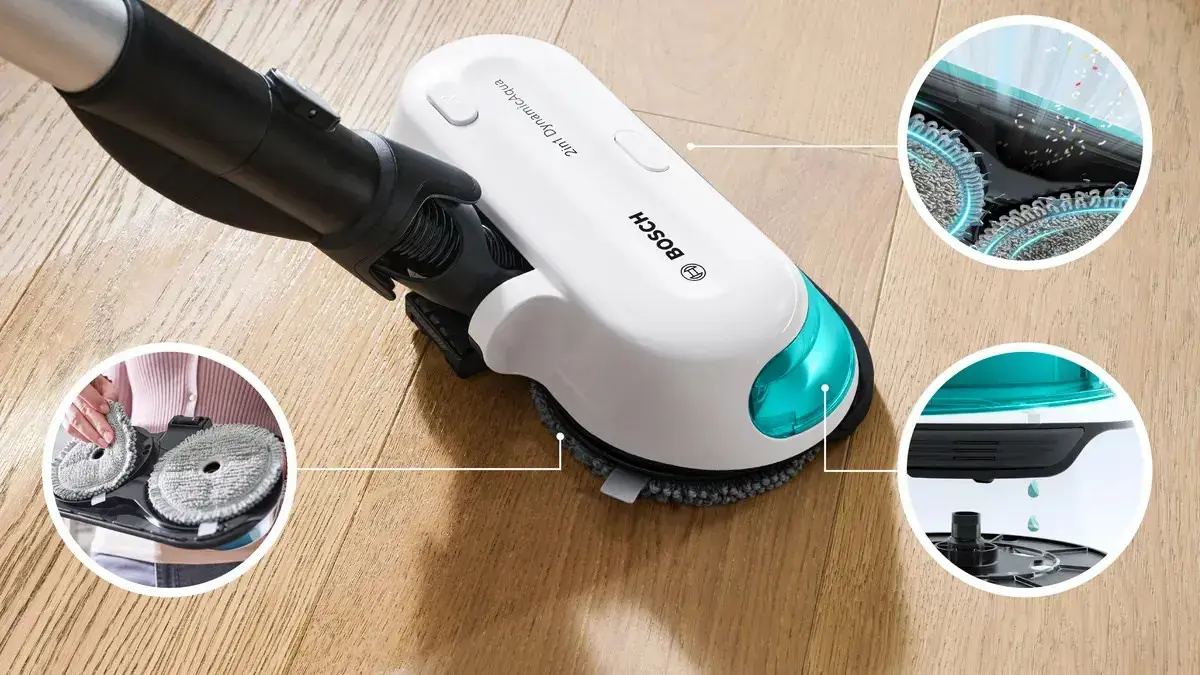 Cordless 2-in-1 hoover, vacuuming and mopping Unlimited 7 ProHygienic Aqua White