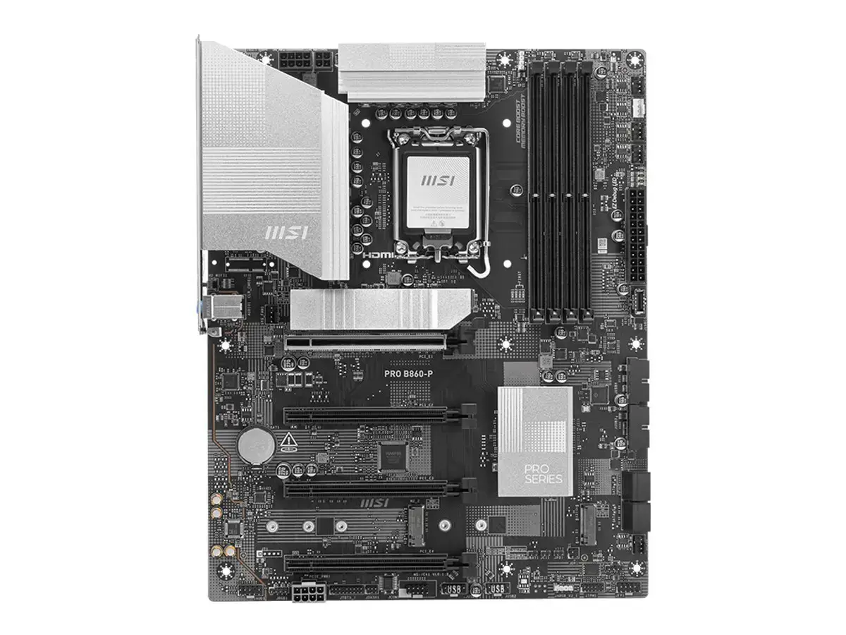 SALE OUT. MSI PRO B860-P | Processor family Intel | Processor socket LGA1851 | DDR5 | Memory slots 2 | Supported hard disk drive interfaces SATA, M.2 | Number of SATA connectors 4 | Chipset AMD A | Micro ATX | USED, REFURBISHED, WITHOUT  ACCESSORIES, ONLY BACKPANEL INCLUDED