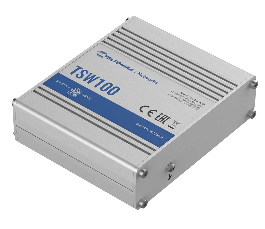 TELTONIKA TSW100 Pramoninis nevaldomas PoE/komutatorius