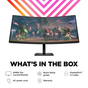 HP OMEN by HP 34c, 86,4 cm (34"), 3440 x 1440 taškų, "Wide Quad HD", LED, 1 ms, juodas
