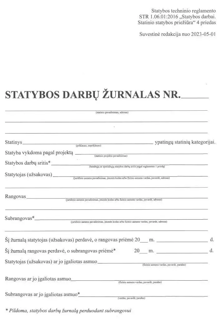 Statybos darbų žurnalas, A4 (106)  0720-051