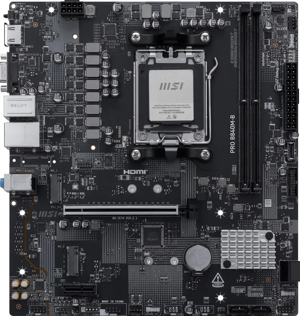 Mainboard MSI AMD B840 SAM5 Micro-ATX Memory DDR5 Memory slots 2 PROB840M-B