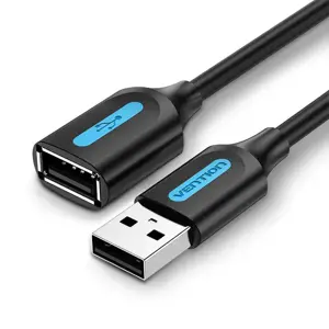 "Vention" USB 2.0 A vyriškos ir A moteriškos lyties prailginimo kabelis 2M juodas PVC tipo, 2 m, US…
