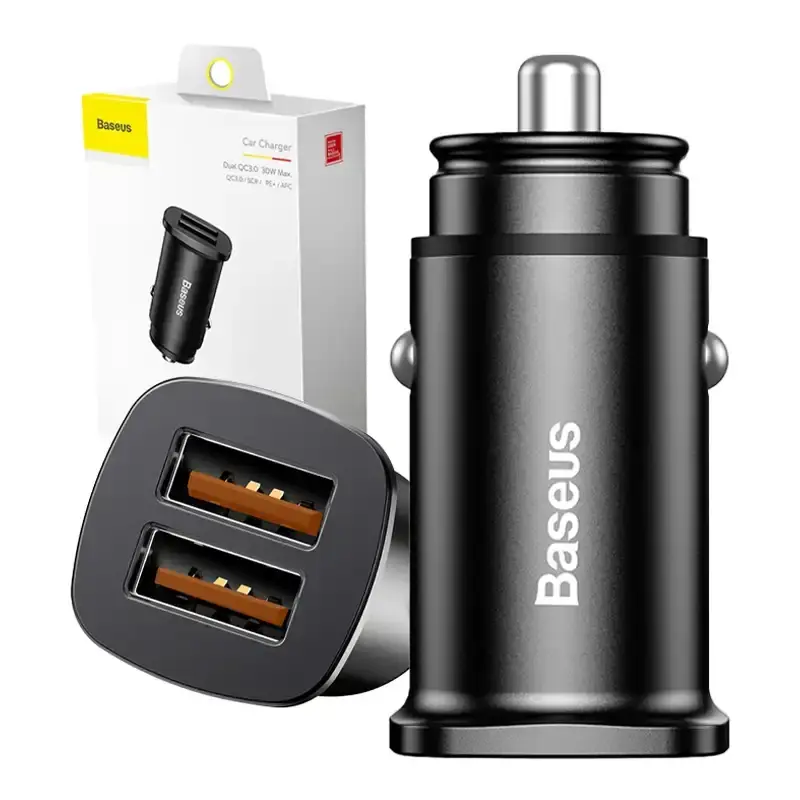 Baseus Square Car Charger 2xUSB QC3.0 5A 30W (Black)