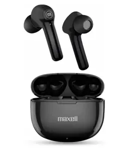 "Maxell Dynamic+" belaidės ausinės su įkrovimo dėklu "Bluetooth", juodos spalvos