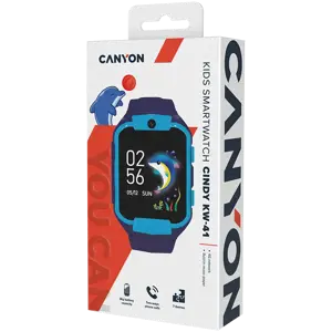 CANYON Cindy KW-41, 1,69'' IPS spalvotas ekranas 240*280, ASR3603C, Nano SIM kortelė, 192+128MB, GSM(B3/B8), LTE(B1.2.3.5.7.8.20) baterija 680mAh, integruota TF kortelė: 512MB, mėlyna, šeimininkas: 53,3*42,3*14,5 mm, dirželis: 230*20 mm, 36g