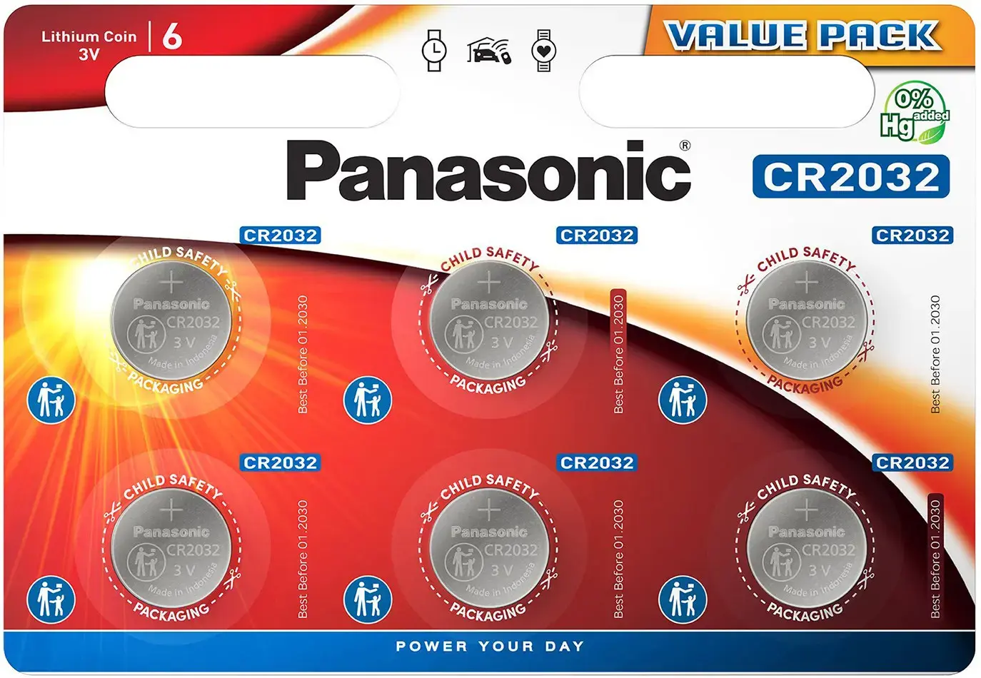 Panasonic lithium battery CR2032 - 6 pcs blister