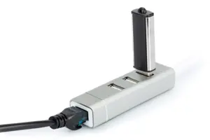 DIGITUS USB 2.0 3 prievadų šakotuvas + Fast Ethernet LAN adapteris su C tipo jungtimi