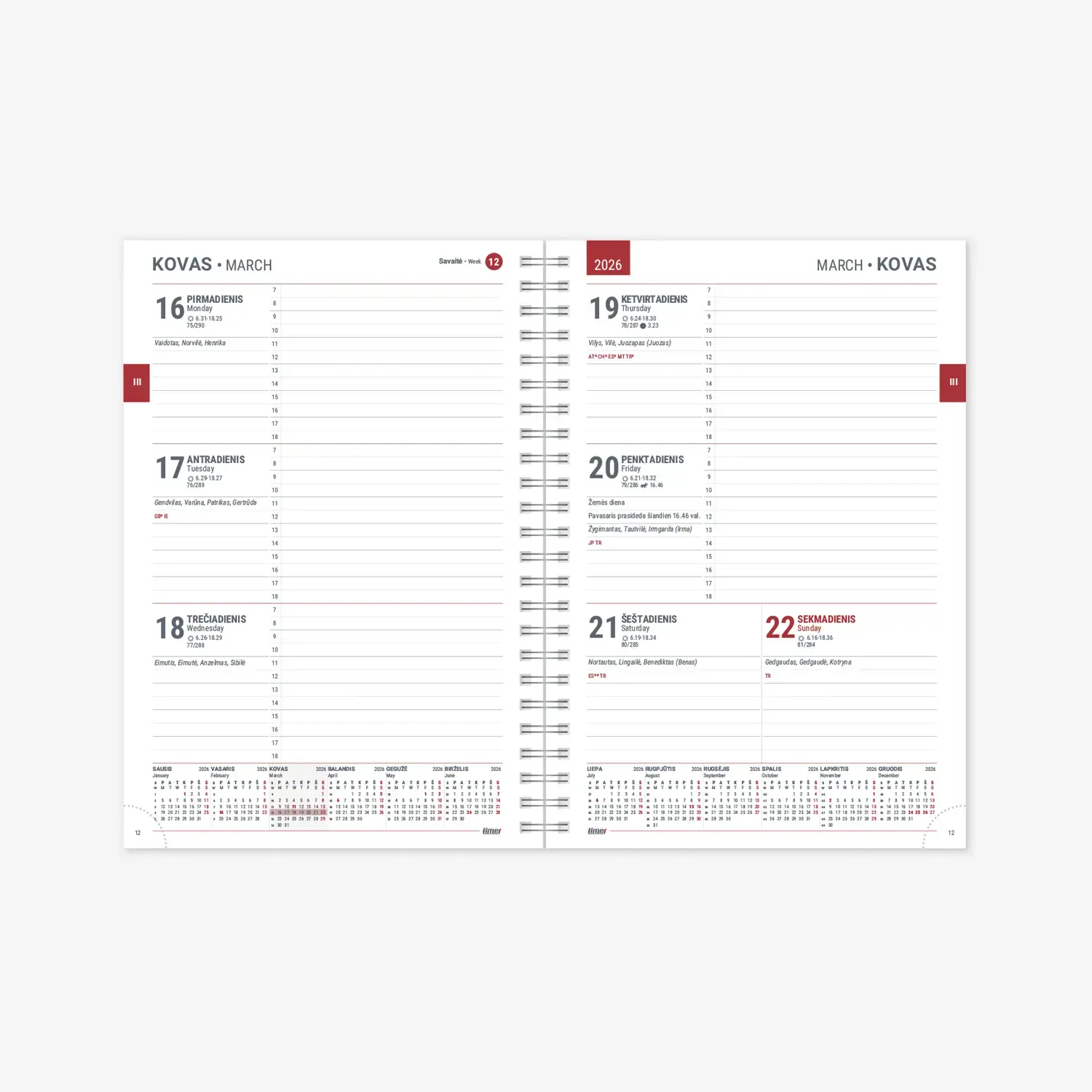 Kalendorius MANAGER Spirex Week 2025, A5, PU, tamsiai žalia