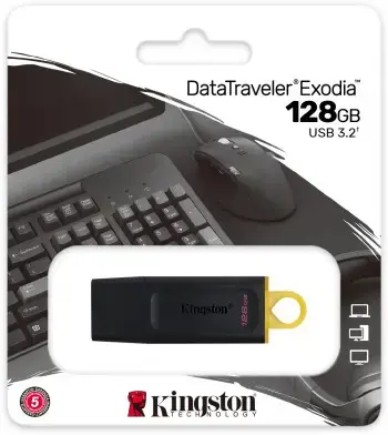 KINGSTON 128 GB USB3.2 Gen1 "DataTraveler Exodia" juoda + geltona