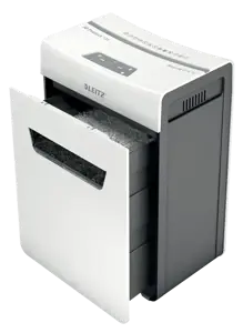 "Leitz IQ Protect Premium" popieriaus smulkintuvas 10X P4, 18 L, jutiklinis, 10 lapų, P-4, pilkas, baltas, 80 g/m²