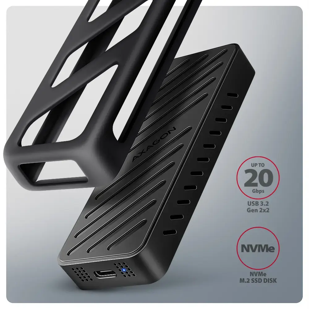 AXAGON USB-C 20Gbps - M.2 NVMe SSD ARMORED Box | EEM2-20G
