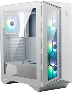 MSI MPG GUNGNIR 110R WHITE Vidutinio bokšto žaidimų kompiuterių korpusas "Baltas, 4x 120 mm ARGB ventiliatorius, 1-6 ARGB valdymo plokštė, C tipo USB, grūdintas stiklas, centrinis, ATX, mATX, mini-ITX", Vidutinio bokšto, kompiuteris, baltas, ATX, micro ATX, mini-ITX, metalinis, žaidimų