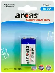 "Arcas" 9V/6LR61, itin sunkus, 1 vnt.