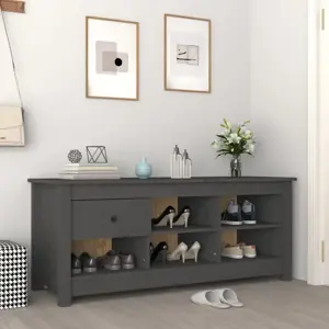 Spintelė batams, pilka, 110x38x45,5cm, pušies medienos masyvas