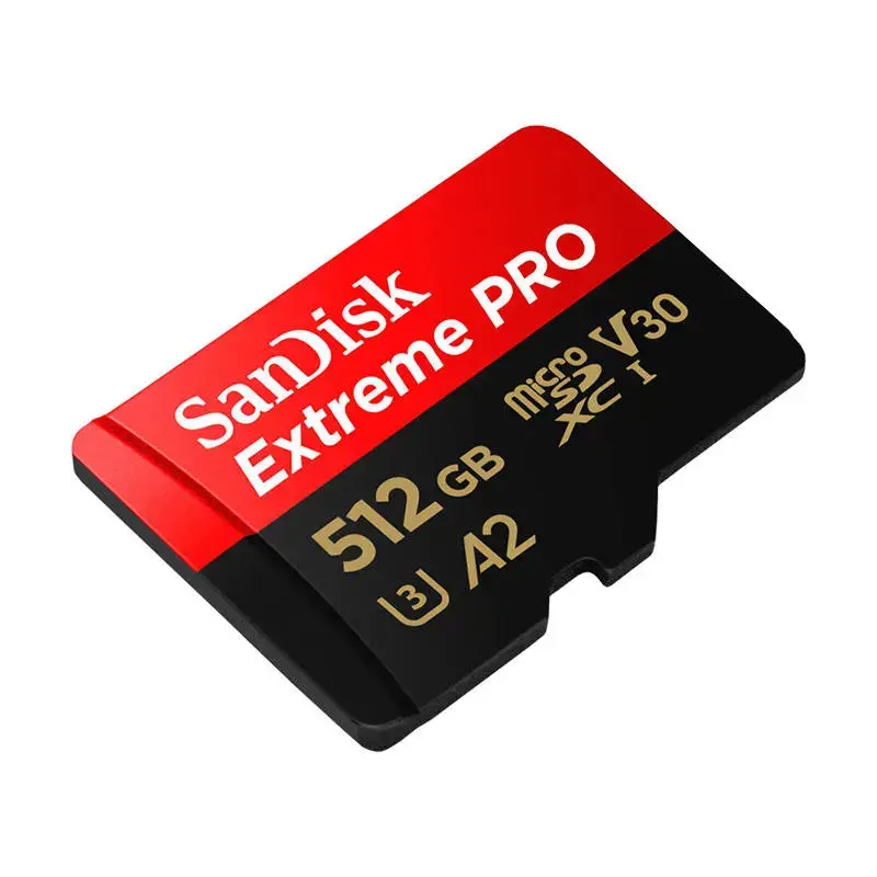 SANDISK Extreme PRO 512GB microSDXC + SD adapteris + 2 metų RescuePRO Deluxe iki 200MB/s ir 140MB/s skaitymo/rašymo greitis A2 C10 V30 UHS-I U3