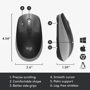 LOGITECH M190 Viso dydžio belaidė pelė - MID GREY - EMEA