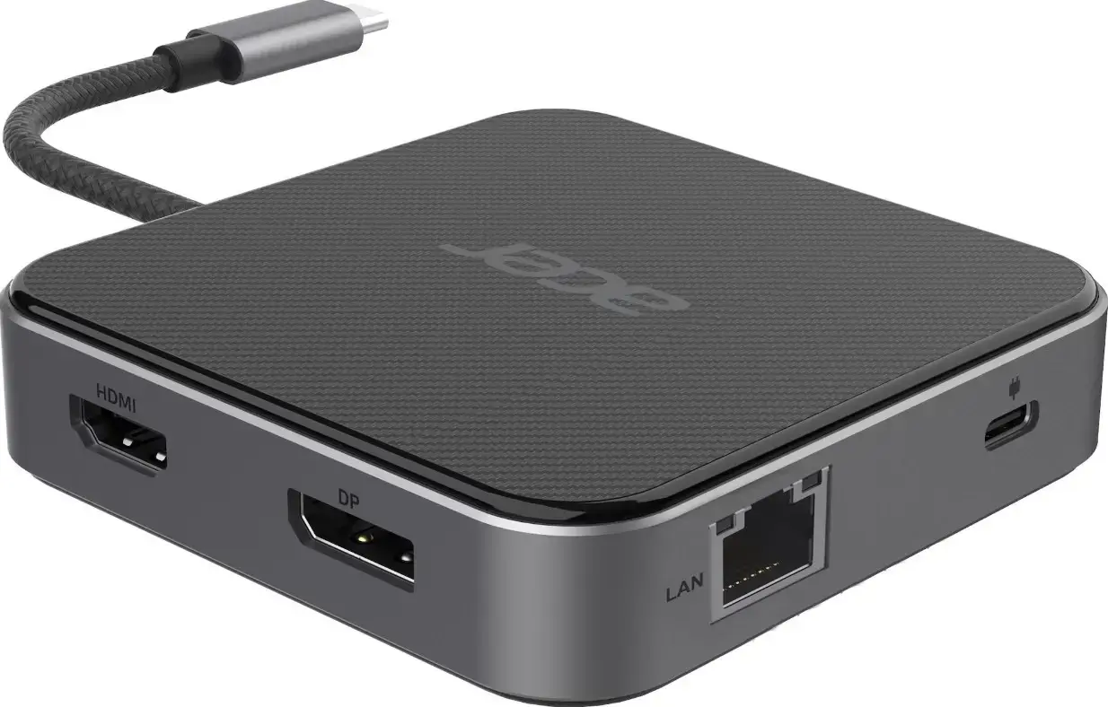 ACER 7 in 1 USB4 8K kelių ekranų koncentratorius HDMI + DP + 2xUSB3.2 + USB C + RJ45 + 3,5 mm garso prievadas
