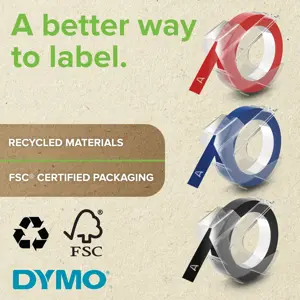 DYMO Authentic Embossing Labels | 9mm x 3m | BlackBlue & Red Self-Adhesive Labelling Tape | for Embossing Label Makers | 3 Count | Made in Europe, Belgium, 3 m, 3 pc(s), 89 mm, 105 mm, 50 mm