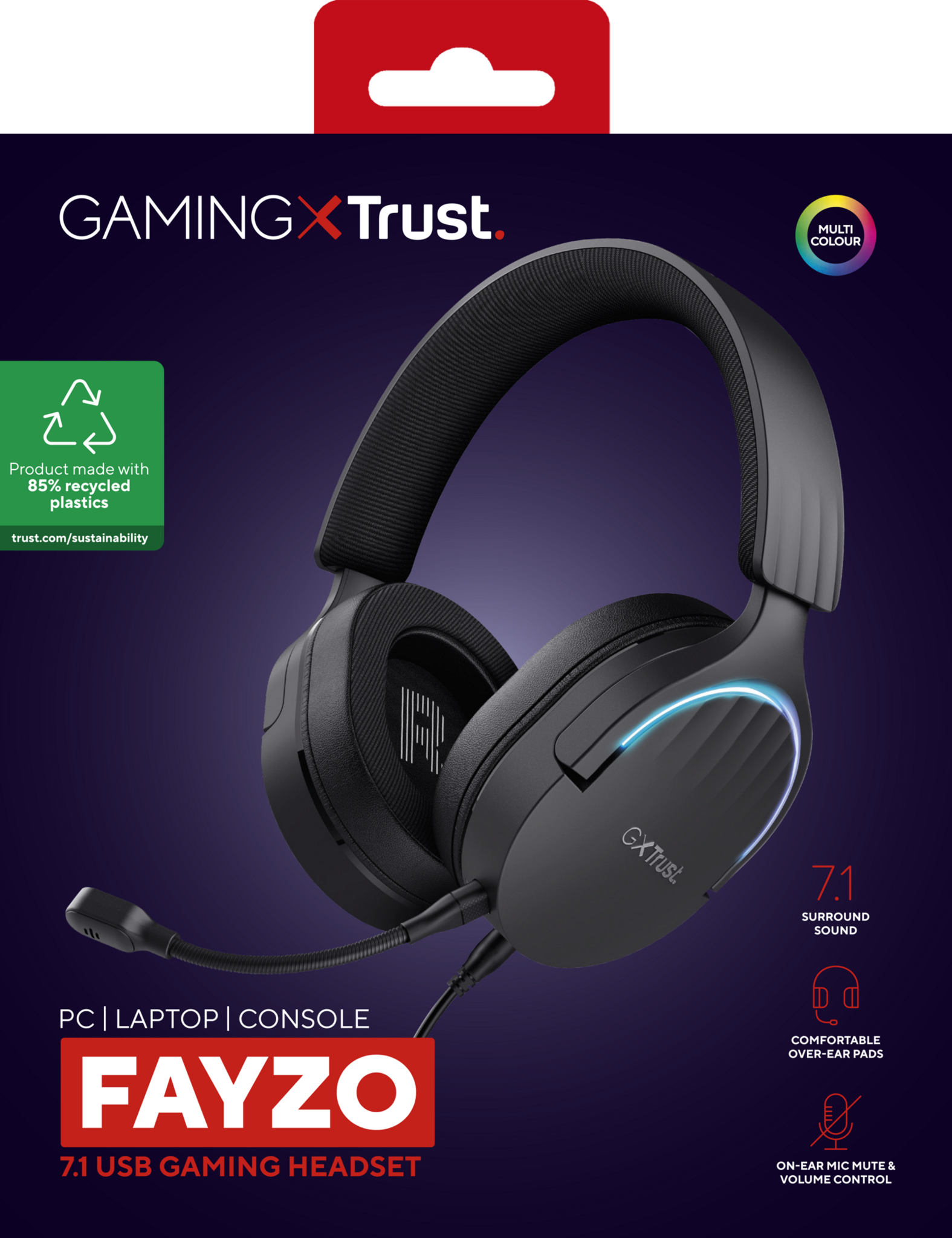 "Trust GXT 490 FAYZO", Laidinės, Žaidimų, 20 - 20000 Hz, 290 g, Ausinės, juodos spalvos