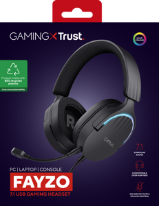 "Trust GXT 490 FAYZO", Laidinės, Žaidimų, 20 - 20000 Hz, 290 g, Ausinės, juodos spalvos