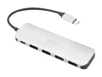 DIGITUS DA-70242-1 DIGITUS HUB 4 prievadų USB 3.0 SuperSpeed su C tipo Power Delivery aliuminiu
