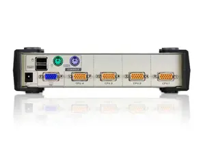 ATEN 4 prievadų USB - PS/2 VGA KVM jungiklis (KVM kabeliai pridedami), 2048 x 1536 taškų, QXGA, 0,45 W, juodas, pilkas