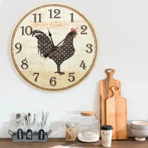 Sieninis laikrodis, įvairiaspalvis, 60cm, MDF, su višta