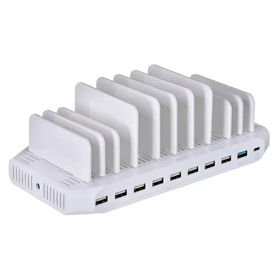 UNITEK Y-2190 Įkrovimo stotelė 8x USB 2.4A 160W 2x QC3.0 USB-C Y-2190