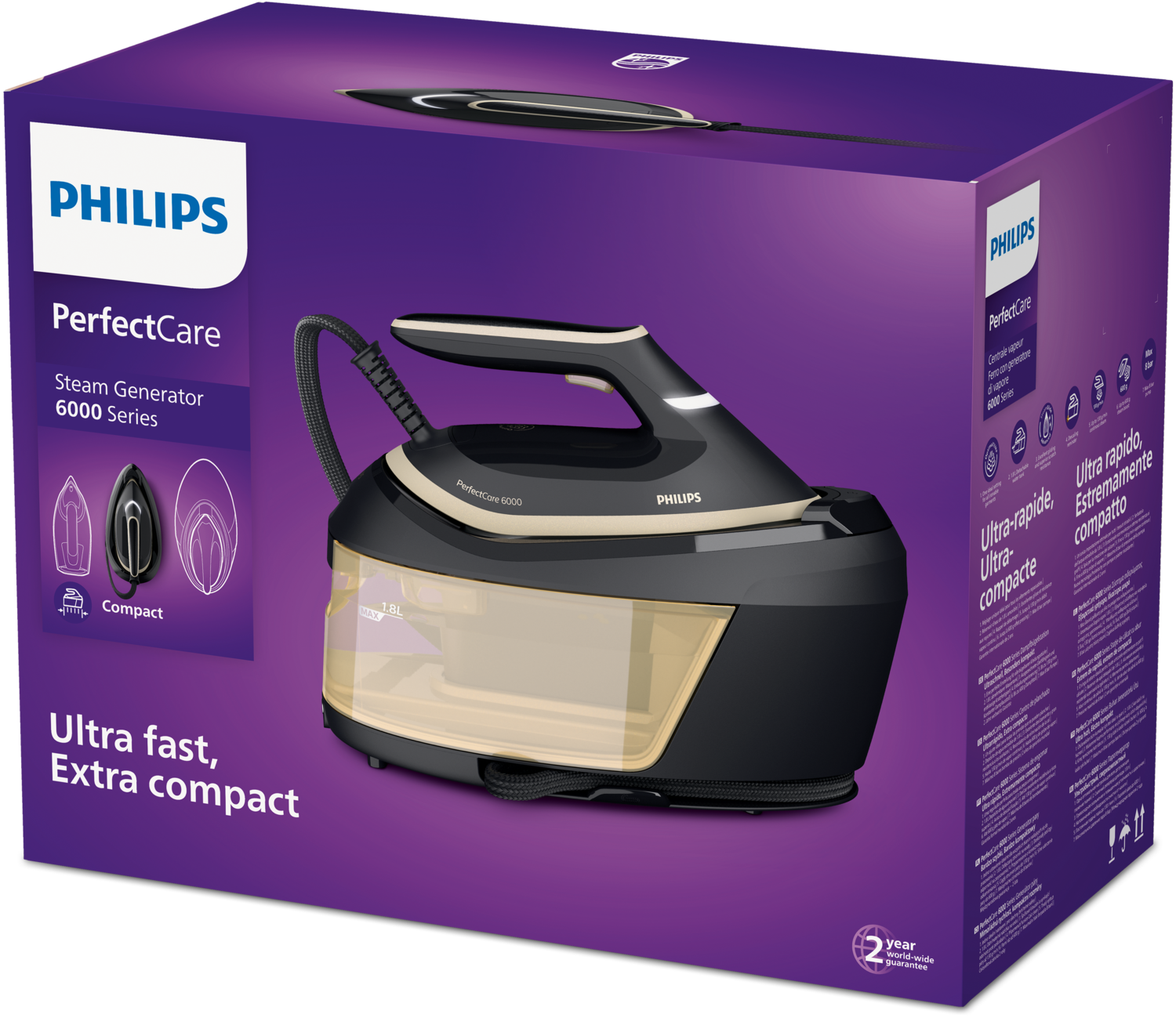 Philips PSG6064/80, 2400 W, 600 g/min, SteamGlide Advanced, 8 bar, 1.8 L, 130 g/min
