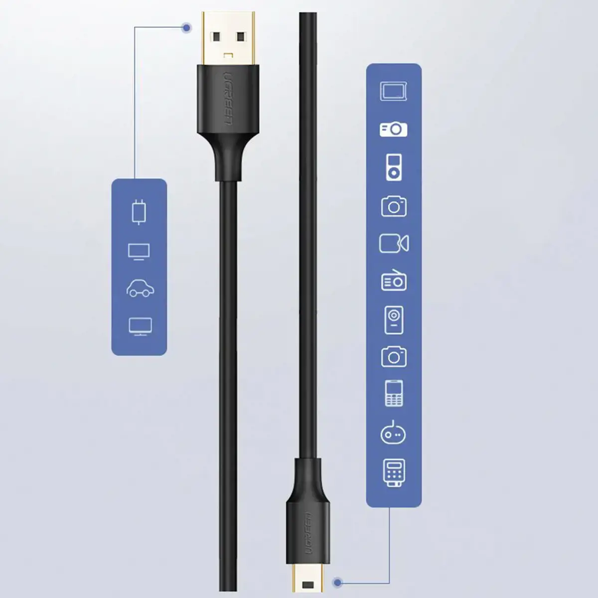 Ugreen USB - mini USB cable 480 Mbps 3 m black (US132 10386)