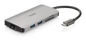 D-Link DUB-M810, laidinis, USB 3.2 Gen 1 (3.1 Gen 1) Type-C, 100 W, IEEE 802.3, IEEE 802.3ab, IEEE 802.3u, IEEE 802.3x, sidabrinis, MicroSD (TransFlash), SD, SDHC, SDXC