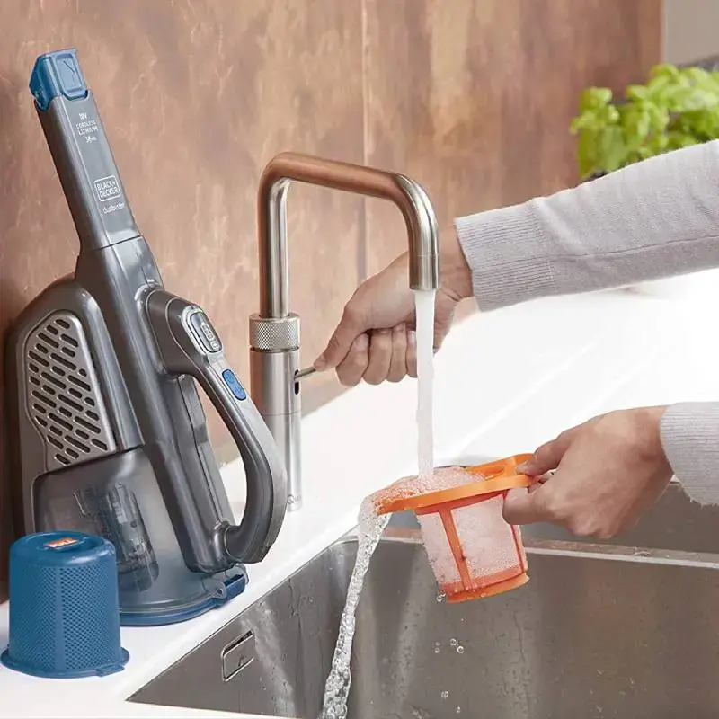 "Black &amp; Decker" BHHV520BF rankinis dulkių siurblys juodas, mėlynas, sidabrinis be maišelio