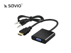 SAVIO HDMI (M) - VGA (F) adapteris su garsu CL-23/B Juodas